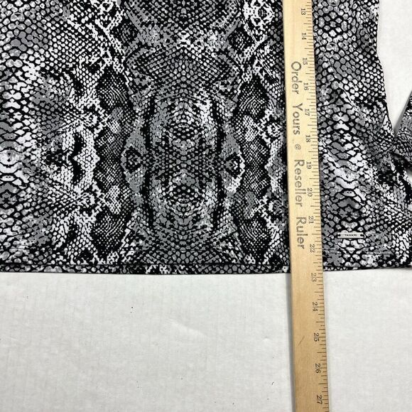 Tahari Neck Tie Knit Top Snakeskin Print Work Neck Tie Stretch Blouse MEDIUM NEW - Picture 7 of 12